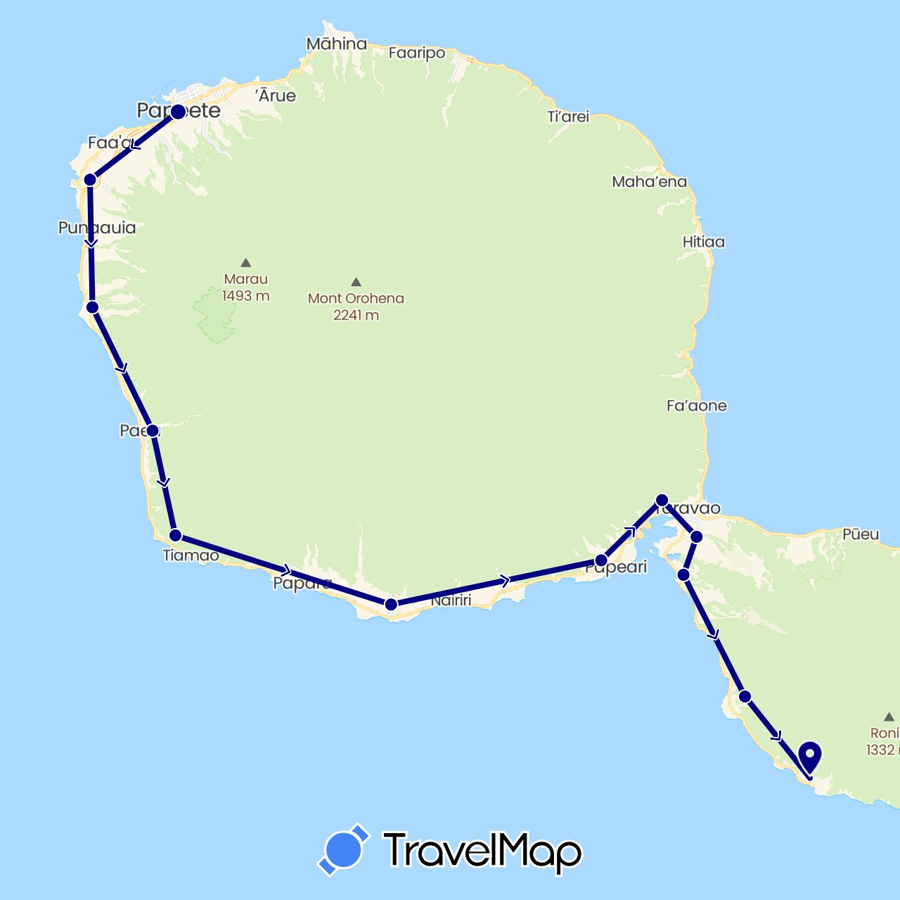 TravelMap itinerary: driving in France, French Polynesia (Europe, Oceania)