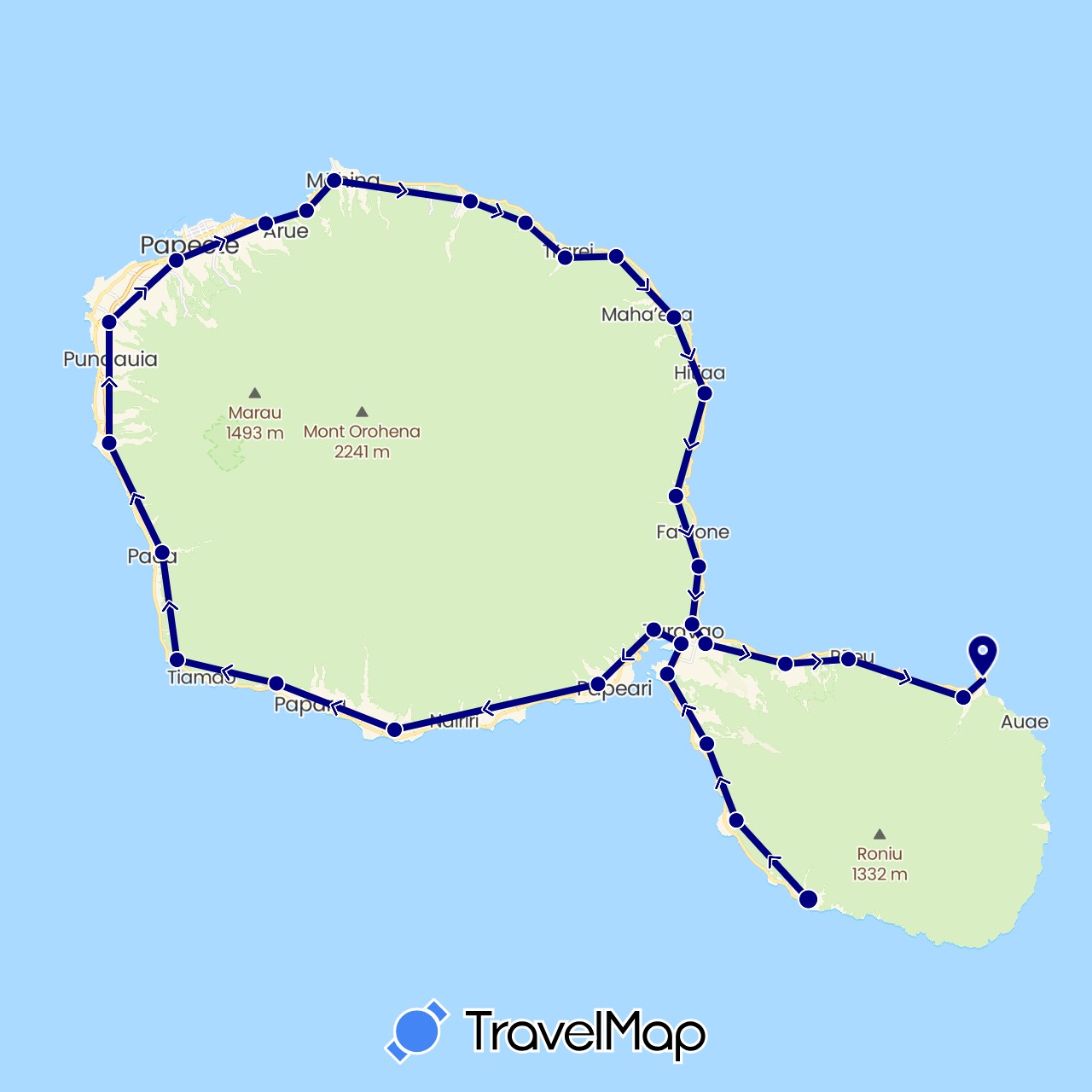 TravelMap itinerary: driving in France (Europe)