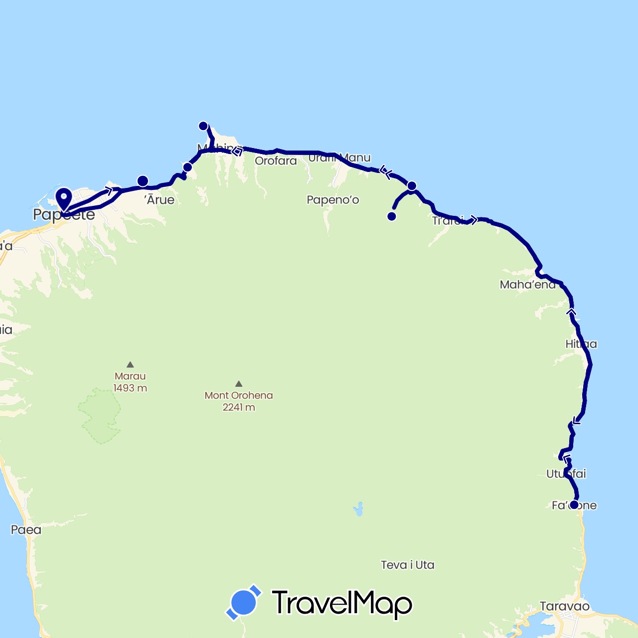 TravelMap itinerary: driving