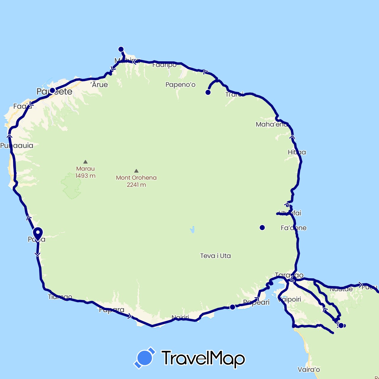 TravelMap itinerary: driving in France, French Polynesia (Europe, Oceania)