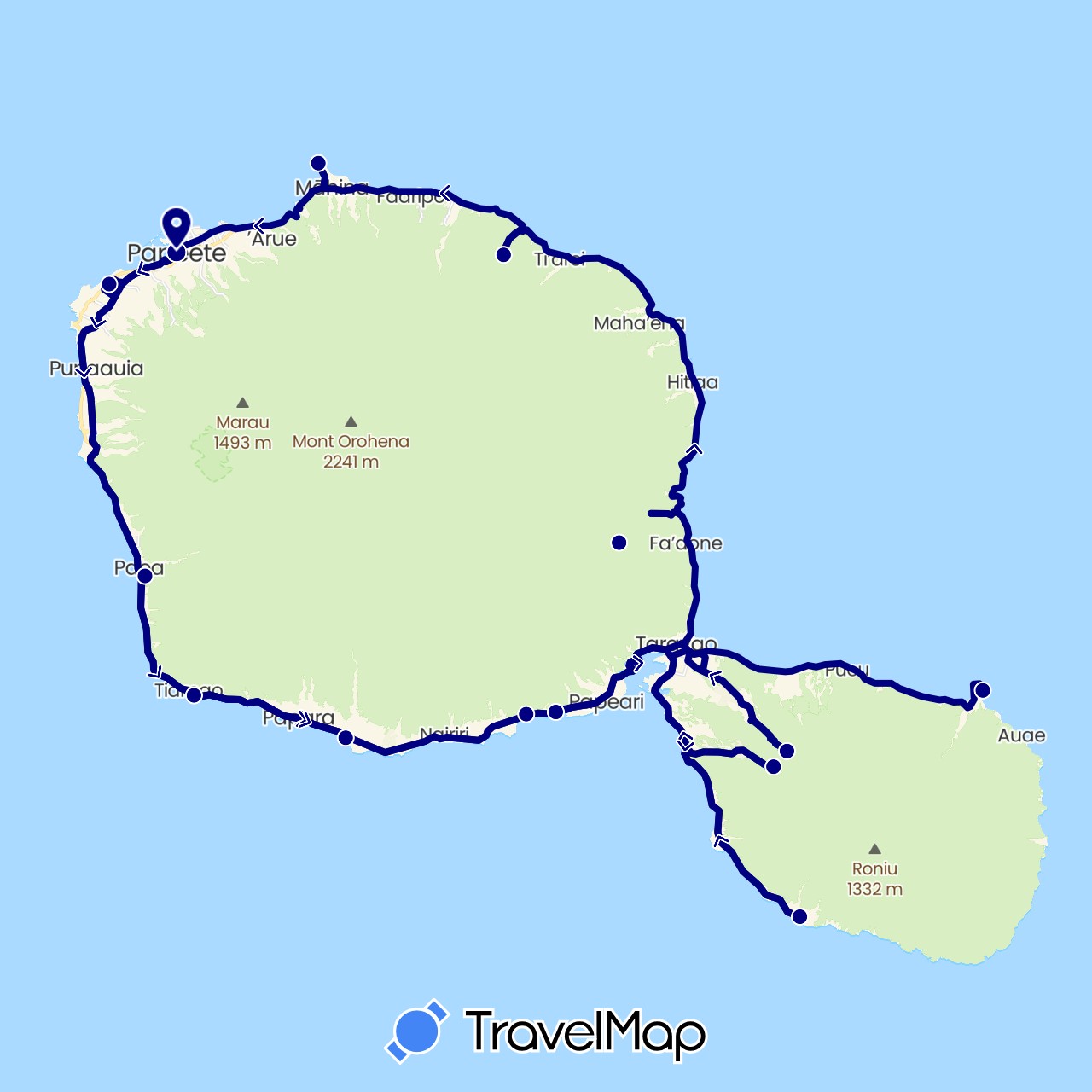 TravelMap itinerary: driving in French Polynesia (Oceania)