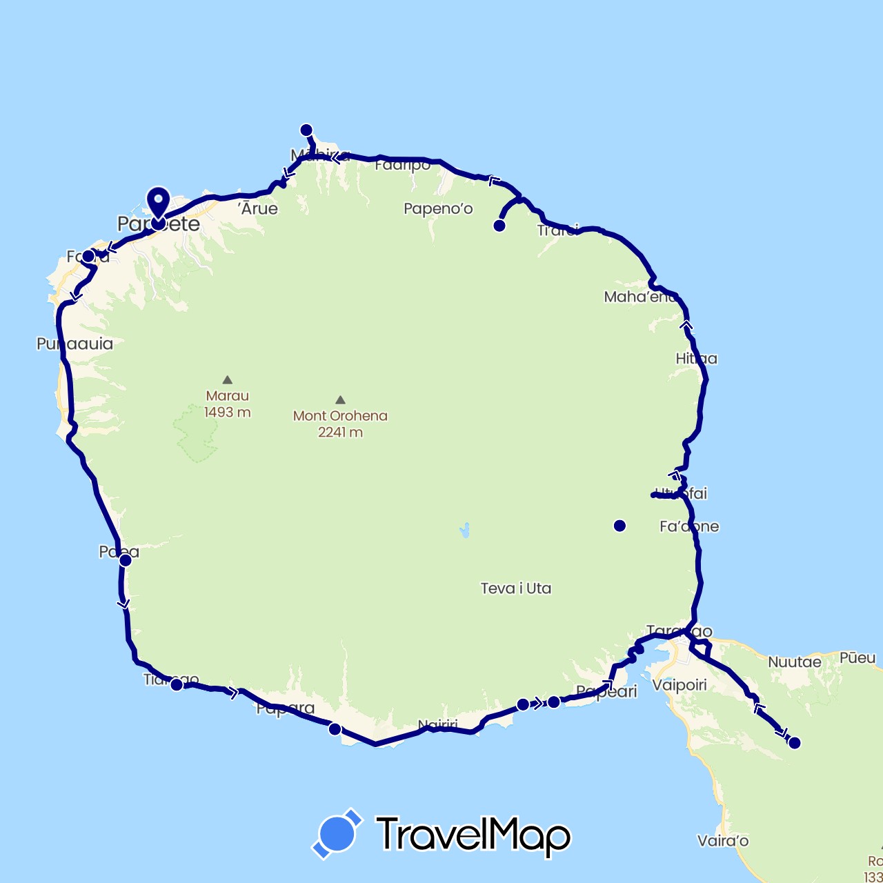 TravelMap itinerary: driving in French Polynesia (Oceania)